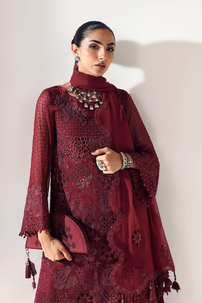 Alizeh | Aymal Luxury Bamber Chiffon | RIKA MAROON - Formal Wear - available at Maria Faisal in UK and USA
