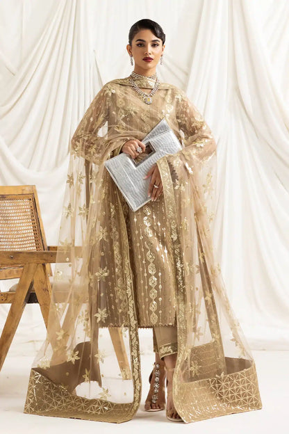 Alizeh | Dua Formals 23 | DUA-V02D01B- AIREEN(IVORY BEIGE)