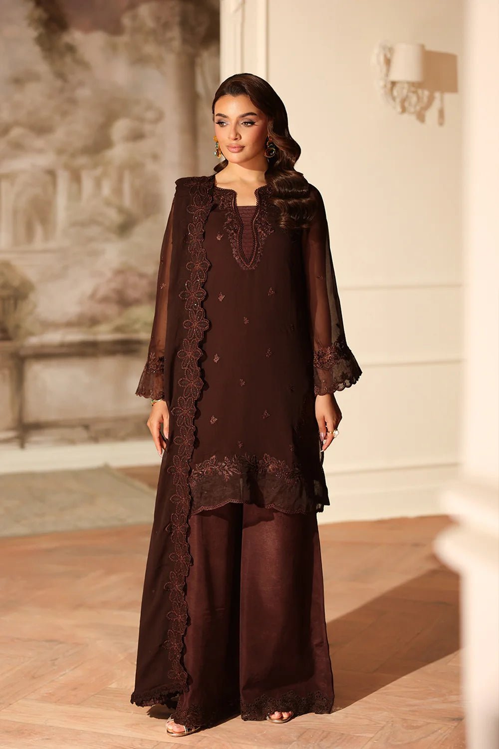 Azure | Ensembles | Cocoa Drape - Casual Dress - available at Maria Faisal in UK and USA.