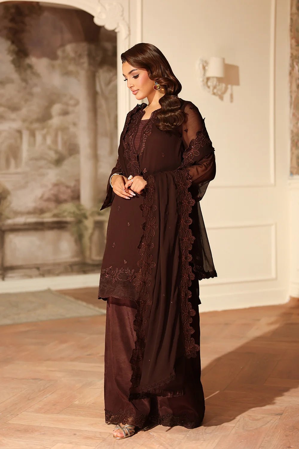 Azure | Ensembles | Cocoa Drape - Casual Dress - available at Maria Faisal in UK and USA.
