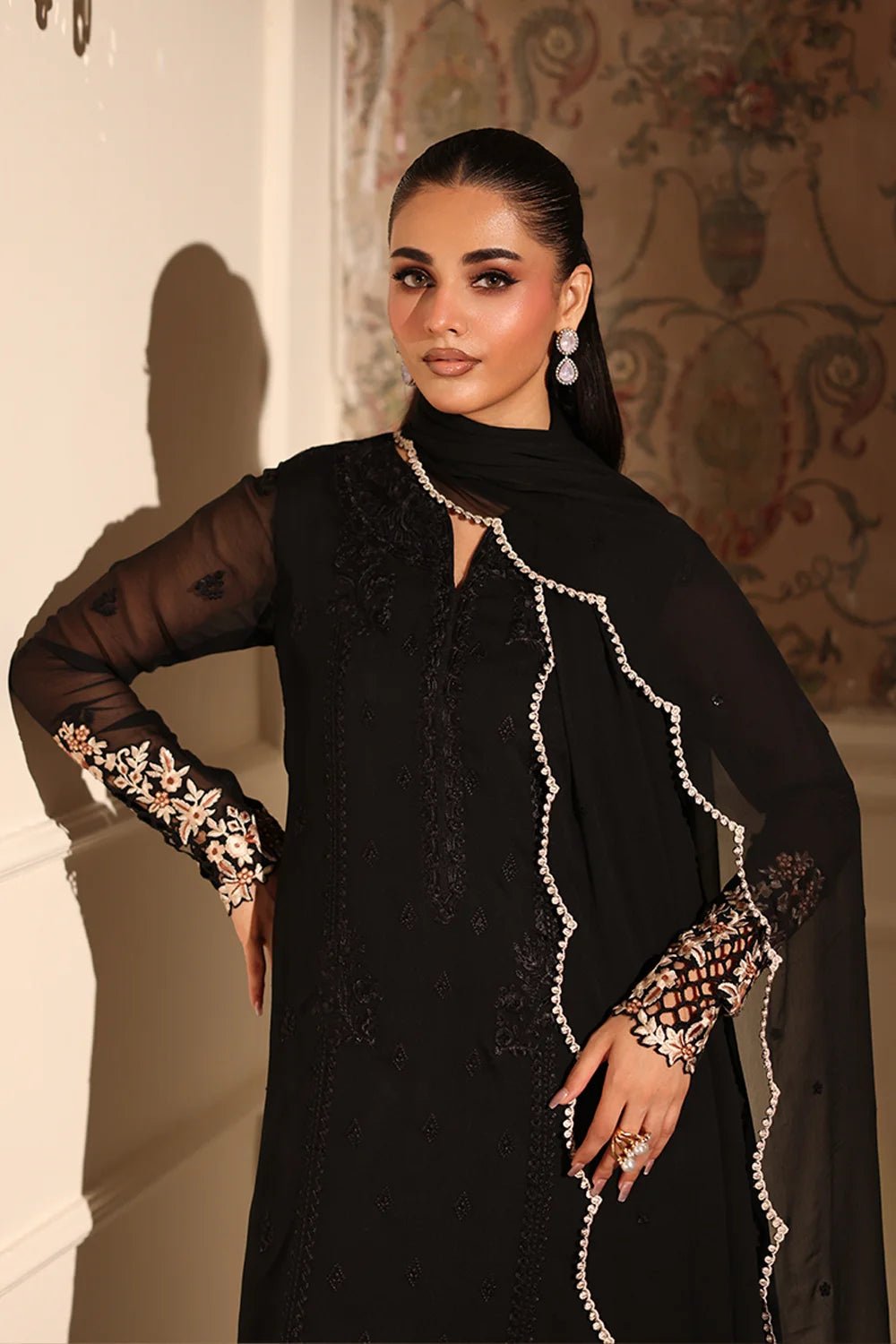 Azure | Ensembles | Dusken Lace - Casual Dress - available at Maria Faisal in UK and USA.