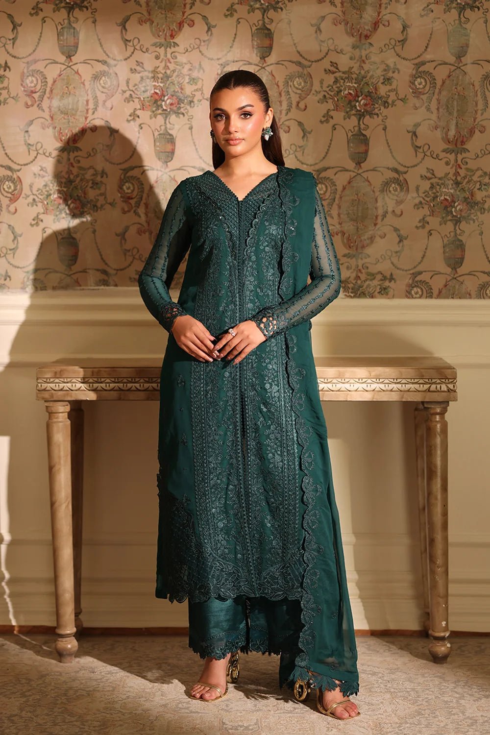 Azure | Ensembles | Enchanted Forest - Casual Dress - available at Maria Faisal in UK and USA.