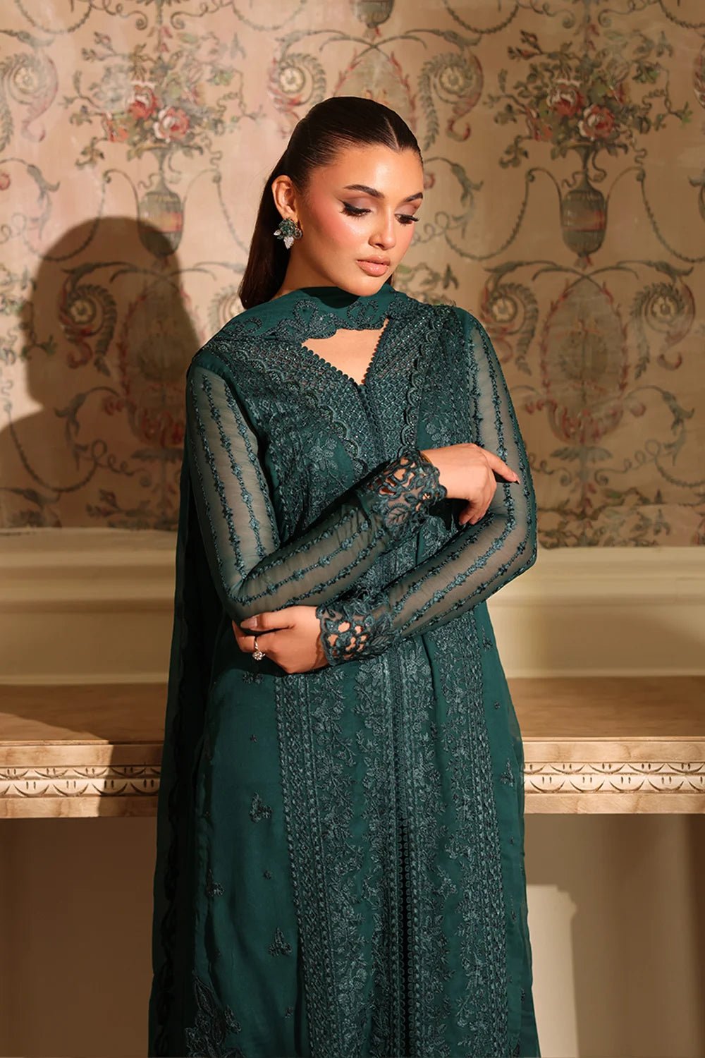 Azure | Ensembles | Enchanted Forest - Casual Dress - available at Maria Faisal in UK and USA.