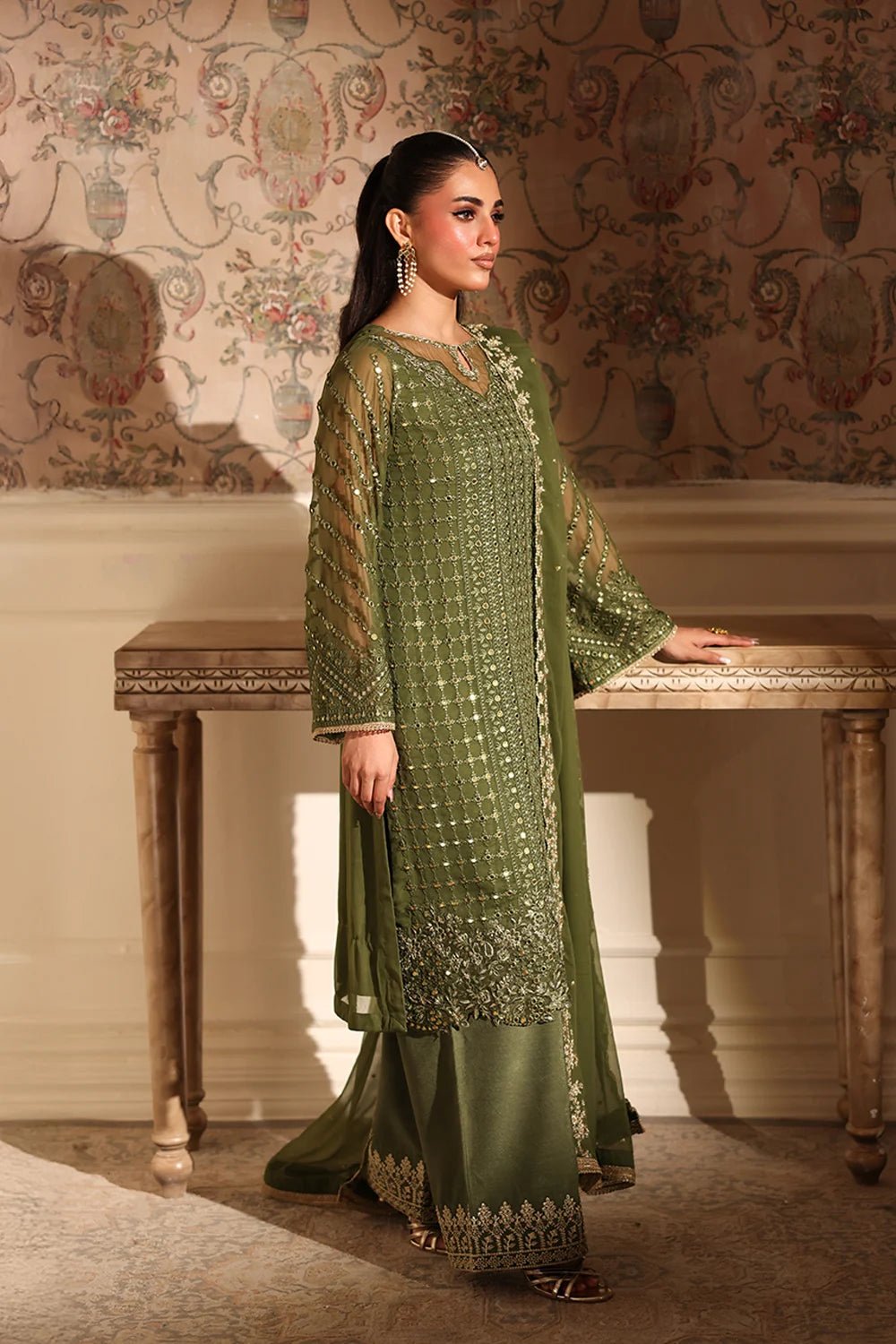 Azure | Ensembles | Moss Glow - Casual Dress - available at Maria Faisal in UK and USA.