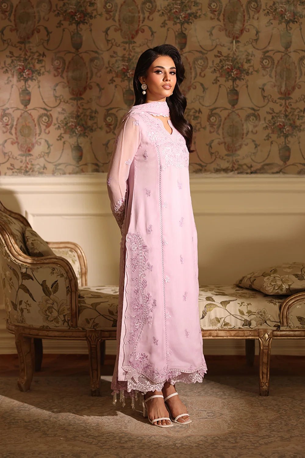 Azure | Ensembles | Orchid Whisper - Casual Dress - available at Maria Faisal in UK and USA.
