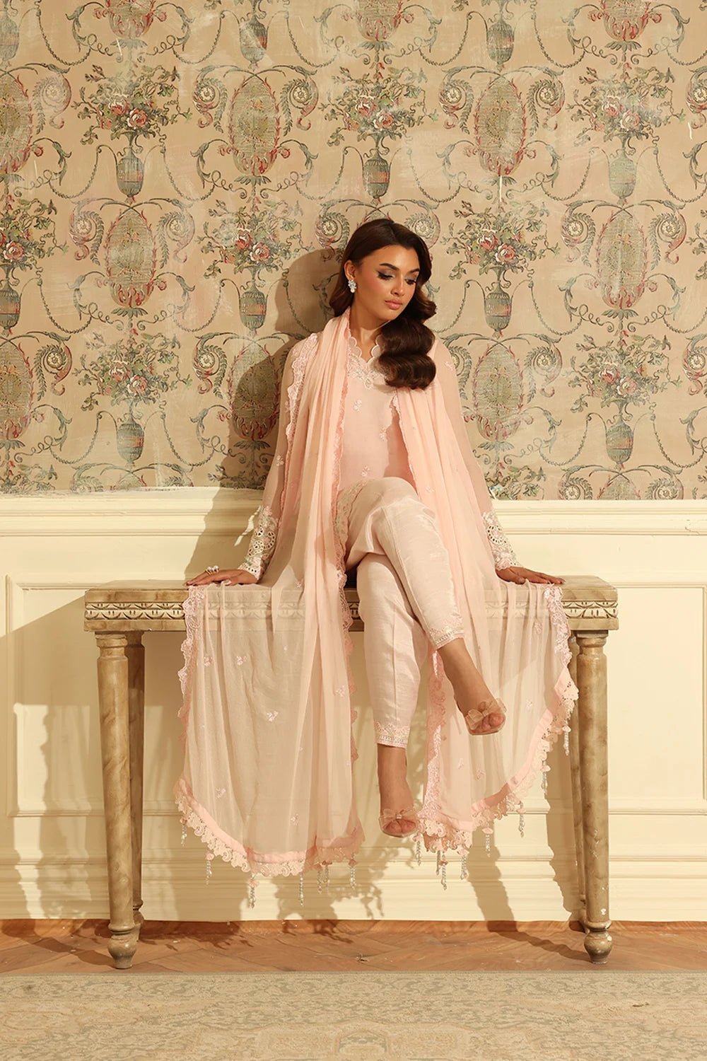 Azure | Ensembles | Silken Rose - Casual Dress - available at Maria Faisal in UK and USA.