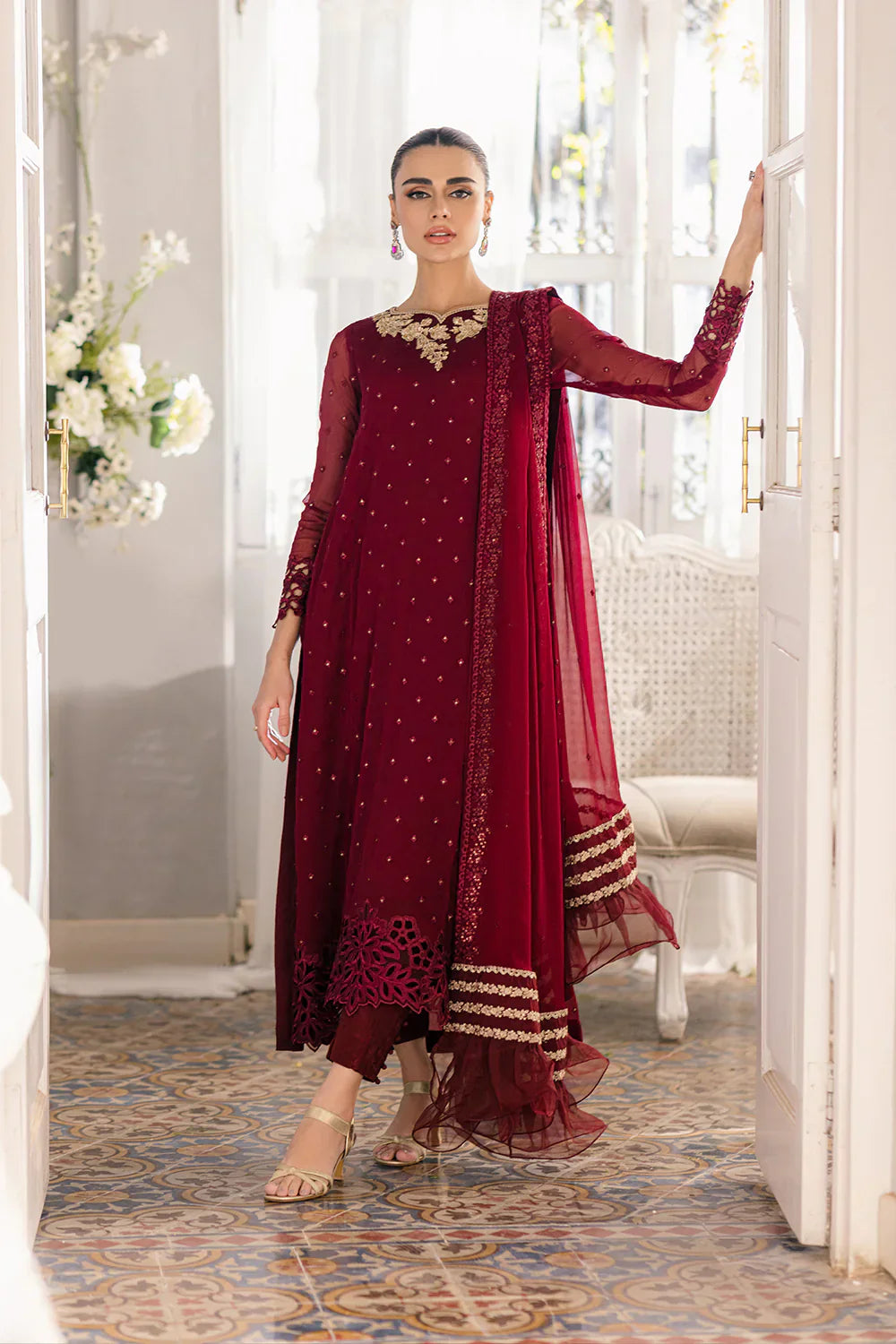 Azure | Ensembles Embroidered Formals | Garnet Glam