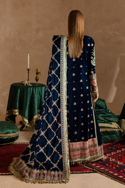 Marjjan | De Rose Velvet | MRV-10 (BLUE) - Ladies Clothes - Maria Faisal