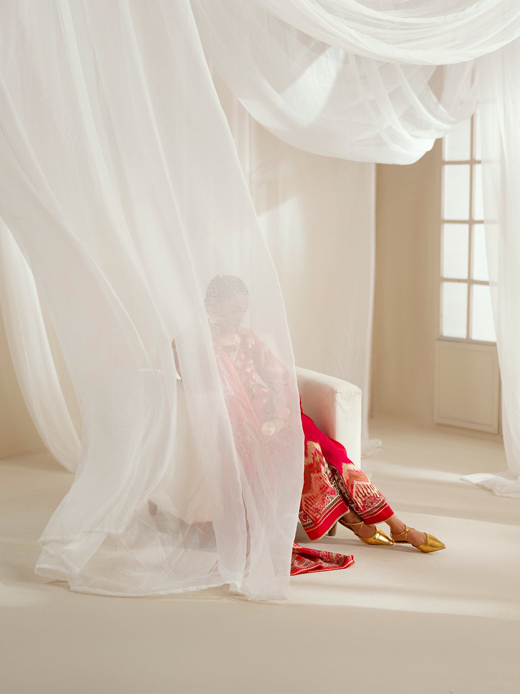 Bin Ilyas | Eres Bonita Viscose 25 | 1102 - A - is Red dress from Bin Ilyas - Ladies Clothes - Maria Faisal