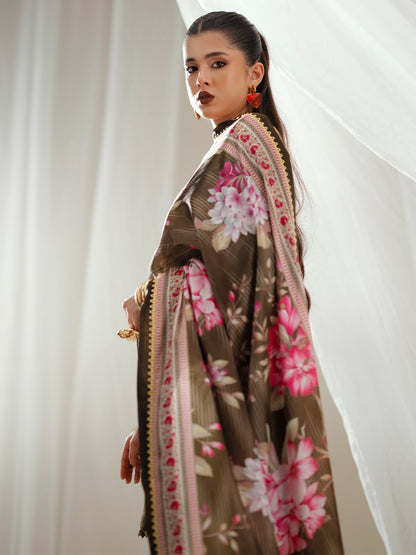 Bin Ilyas | Eres Bonita Viscose 25 | 1102 - B - is Olive Green dress from Bin Ilyas - Ladies Clothes - Maria Faisal