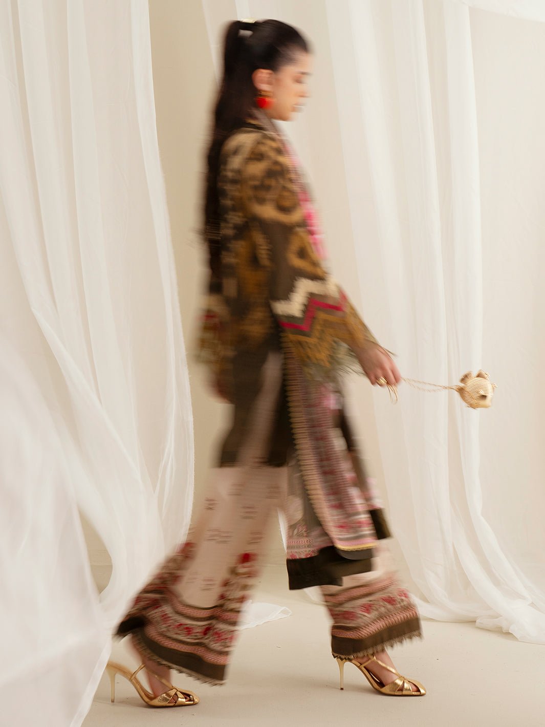 Bin Ilyas | Eres Bonita Viscose 25 | 1102 - B - is Olive Green dress from Bin Ilyas - Ladies Clothes - Maria Faisal