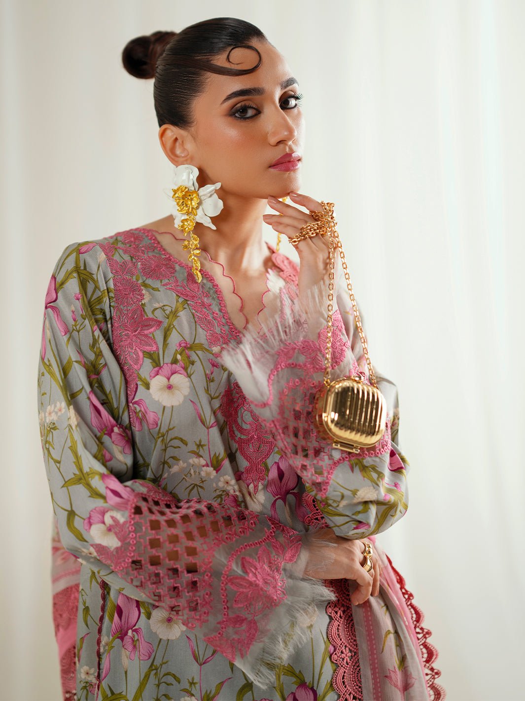 Bin Ilyas | Eres Bonita Viscose 25 | 1103 - B - is Cloud Gray dress from Bin Ilyas - Ladies Clothes - Maria Faisal