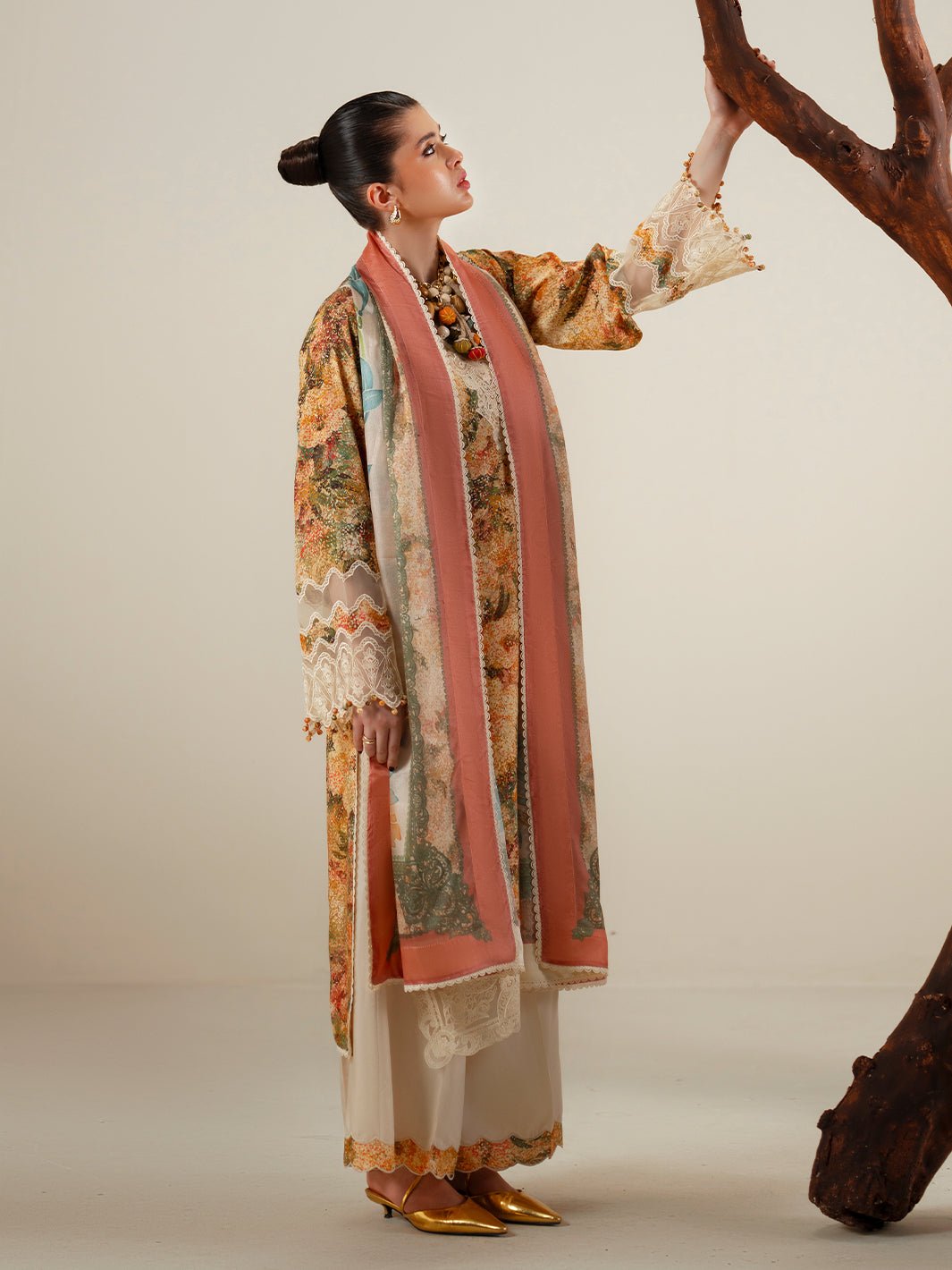 Bin Ilyas | Eres Bonita Viscose 25 | 1104 - A - is Dust Yellow dress from Bin Ilyas - Ladies Clothes - Maria Faisal
