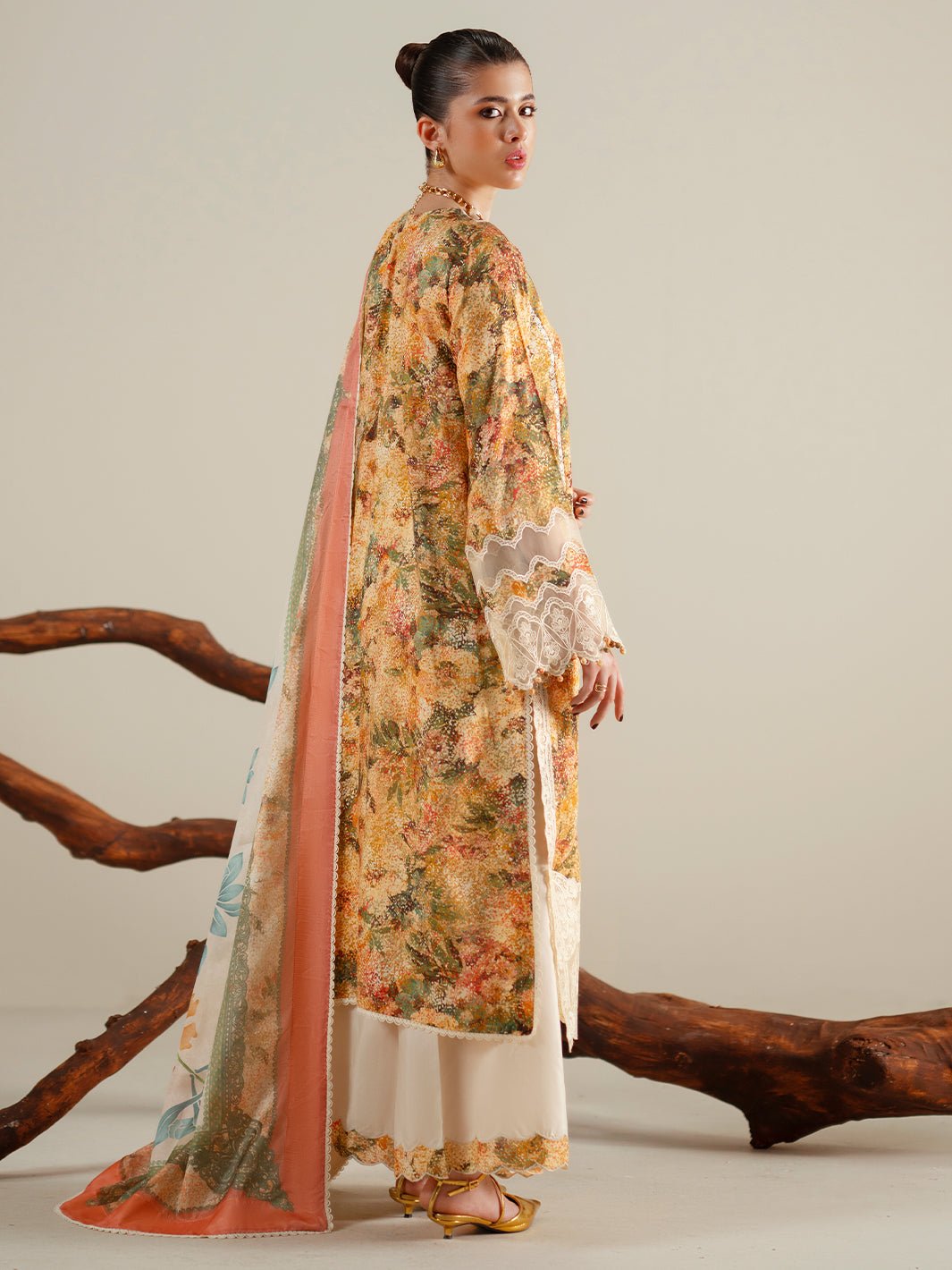 Bin Ilyas | Eres Bonita Viscose 25 | 1104 - A - is Dust Yellow dress from Bin Ilyas - Ladies Clothes - Maria Faisal