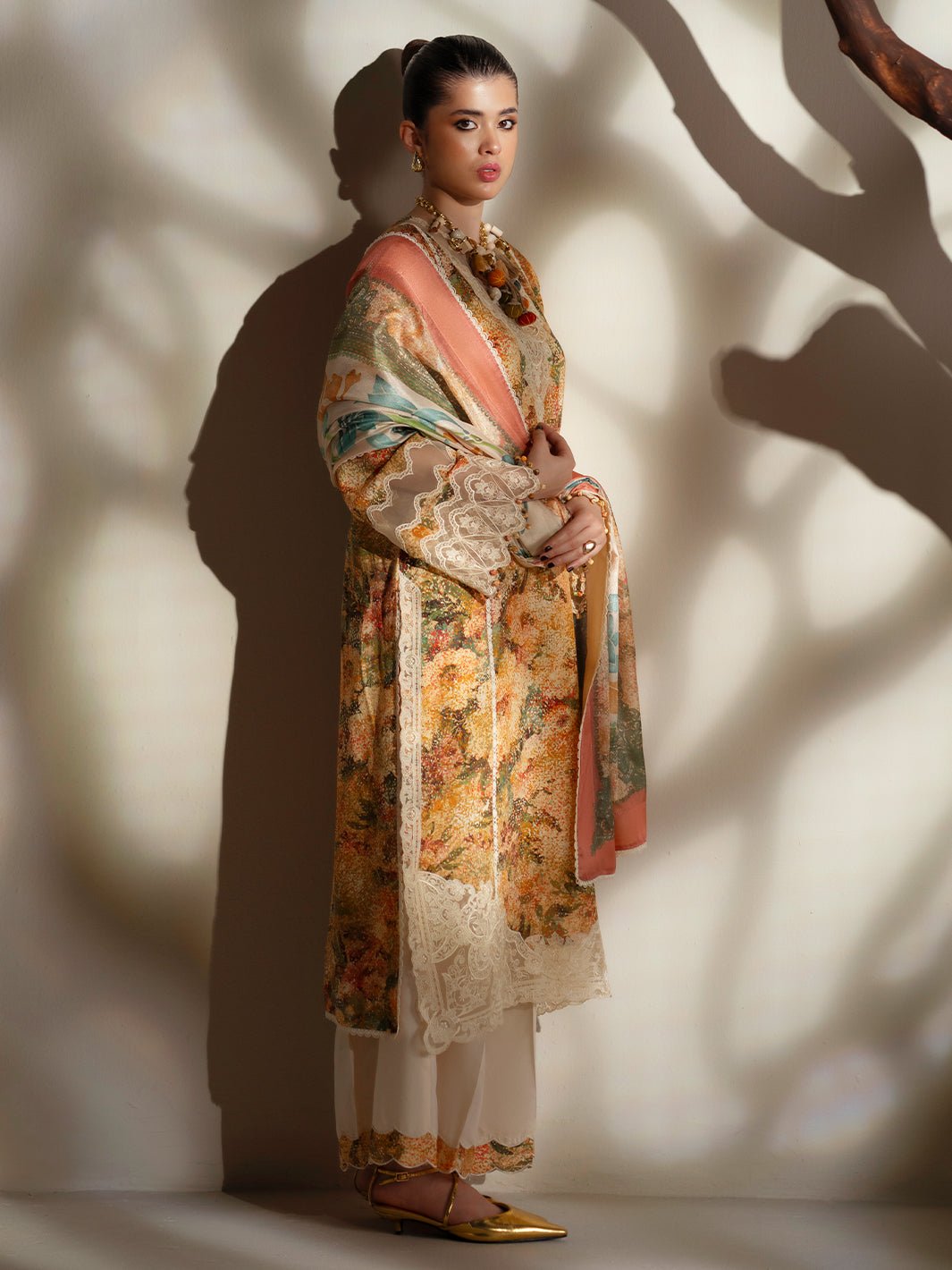 Bin Ilyas | Eres Bonita Viscose 25 | 1104 - A - is Dust Yellow dress from Bin Ilyas - Ladies Clothes - Maria Faisal