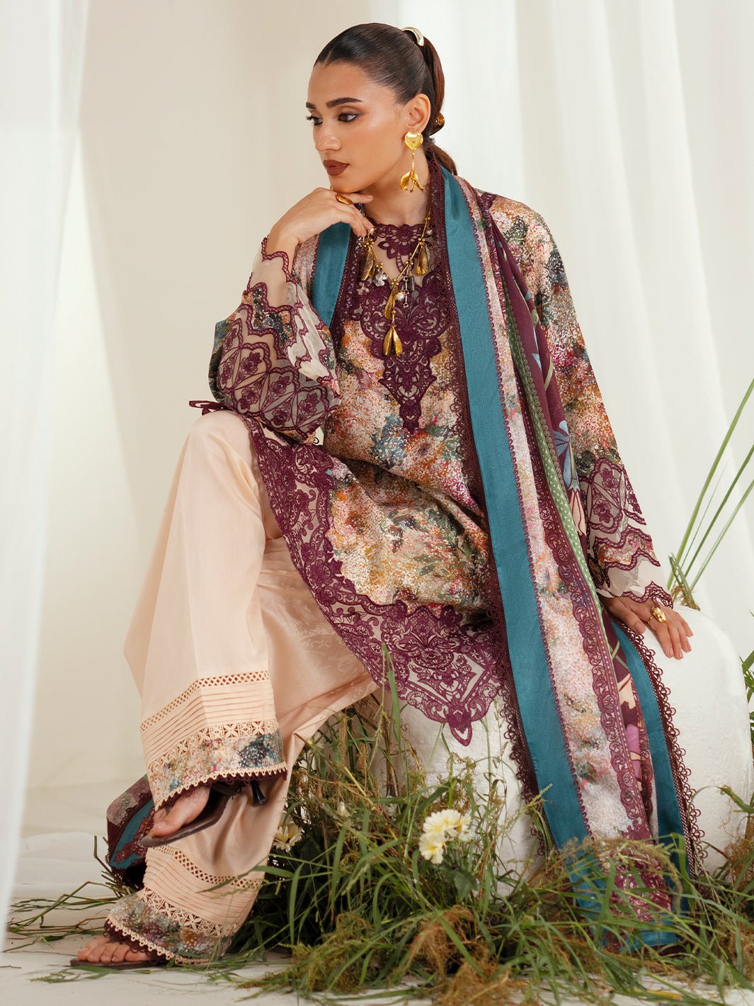 Bin Ilyas | Eres Bonita Viscose 25 | 1104 - B - is Light Skin dress from Bin Ilyas - Ladies Clothes - Maria Faisal