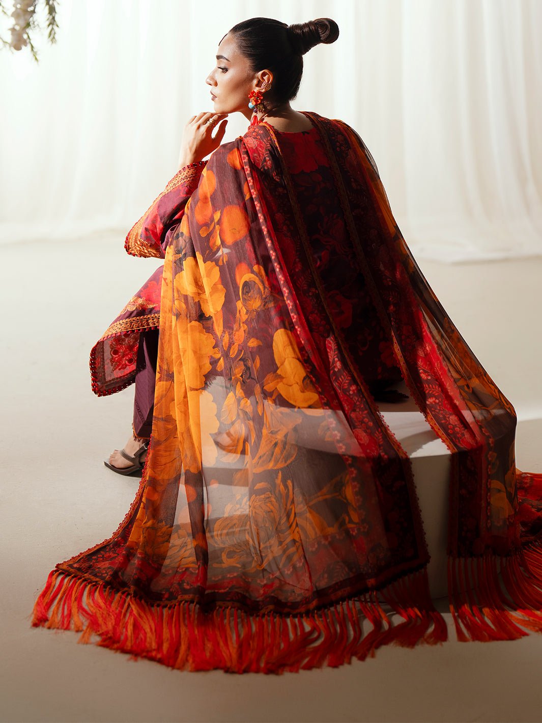 Bin Ilyas | Eres Bonita Viscose 25 | 1106 - A - is Wine Berry dress from Bin Ilyas - Ladies Clothes - Maria Faisal