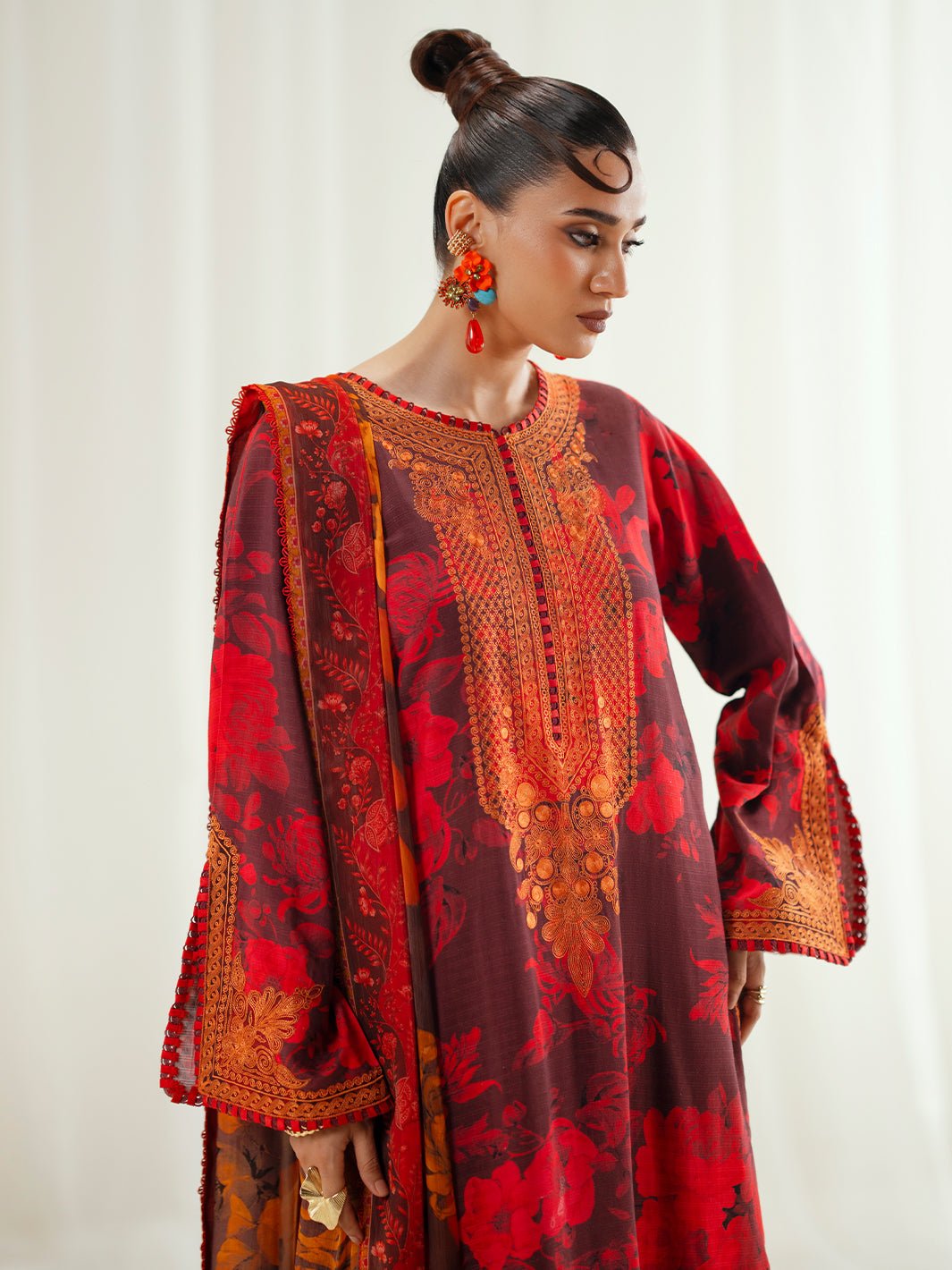 Bin Ilyas | Eres Bonita Viscose 25 | 1106 - A - is Wine Berry dress from Bin Ilyas - Ladies Clothes - Maria Faisal