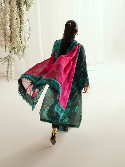 Bin Ilyas | Eres Bonita Viscose 25 | 1106 - B - is Dark Teal Green dress from Bin Ilyas - Ladies Clothes - Maria Faisal