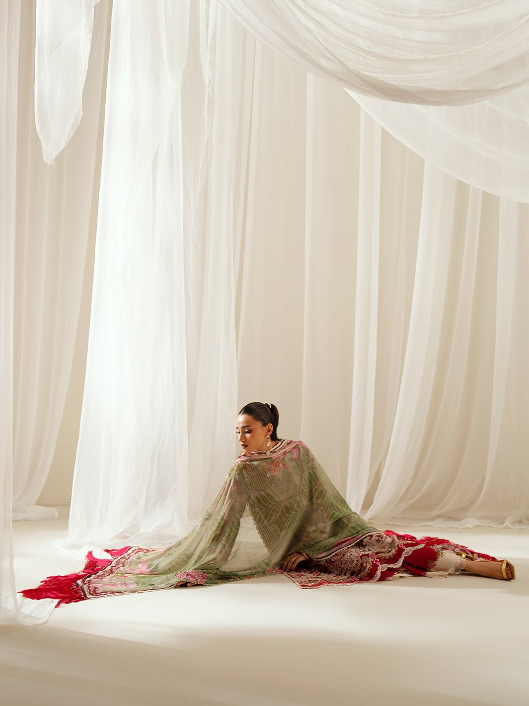 Bin Ilyas | Eres Bonita Viscose 25 | 1107 - B - is Haute Red dress from Bin Ilyas - Ladies Clothes - Maria Faisal