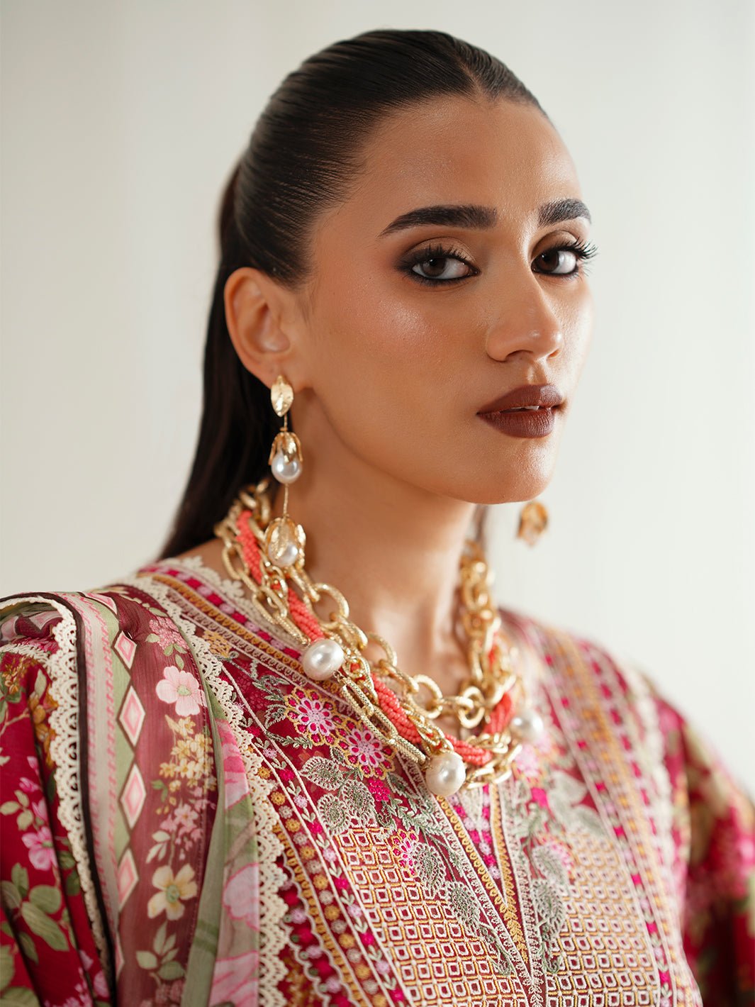 Bin Ilyas | Eres Bonita Viscose 25 | 1107 - B - is Haute Red dress from Bin Ilyas - Ladies Clothes - Maria Faisal