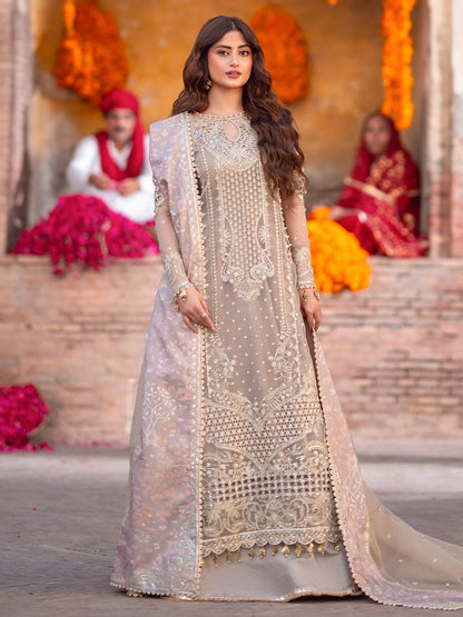 Bin Ilyas | Sona Gachi Luxury Formals | D - 601 - is Cloud Gray dress from Bin Ilyas - Ladies Clothes - Maria Faisal