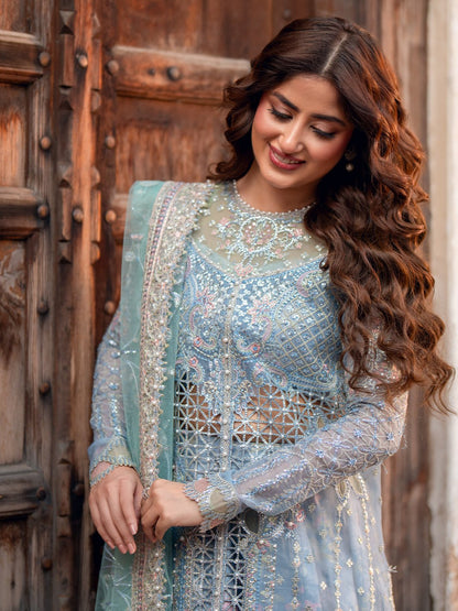 Bin Ilyas | Sona Gachi Luxury Formals | D - 602 - is Light Blue dress from Bin Ilyas - Ladies Clothes - Maria Faisal