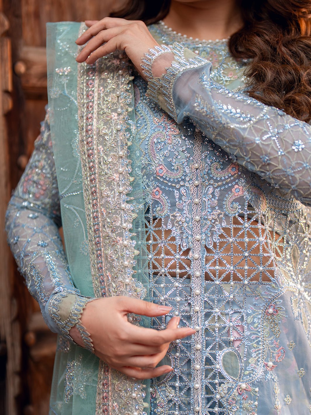 Bin Ilyas | Sona Gachi Luxury Formals | D - 602 - is Light Blue dress from Bin Ilyas - Ladies Clothes - Maria Faisal