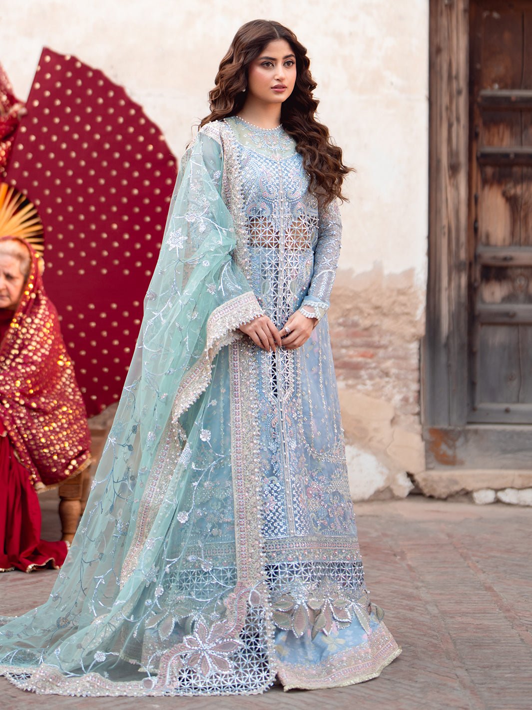 Bin Ilyas | Sona Gachi Luxury Formals | D - 602 - is Light Blue dress from Bin Ilyas - Ladies Clothes - Maria Faisal