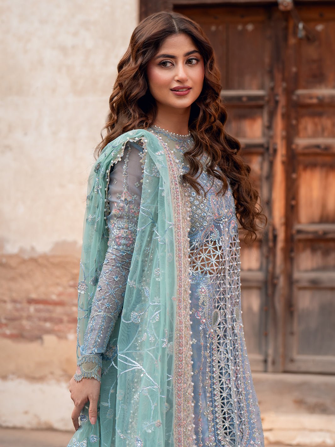 Bin Ilyas | Sona Gachi Luxury Formals | D - 602 - is Light Blue dress from Bin Ilyas - Ladies Clothes - Maria Faisal