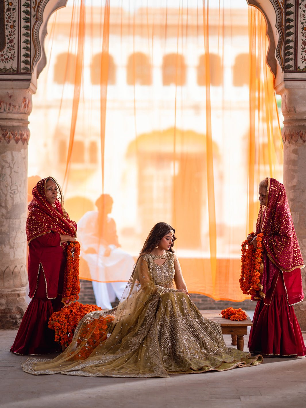 Bin Ilyas | Sona Gachi Luxury Formals | D - 605 - is Mendhi dress from Bin Ilyas - Ladies Clothes - Maria Faisal