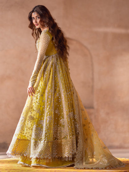 Bin Ilyas | Sona Gachi Luxury Formals | D - 606 - is Lemon Yellow dress from Bin Ilyas - Ladies Clothes - Maria Faisal