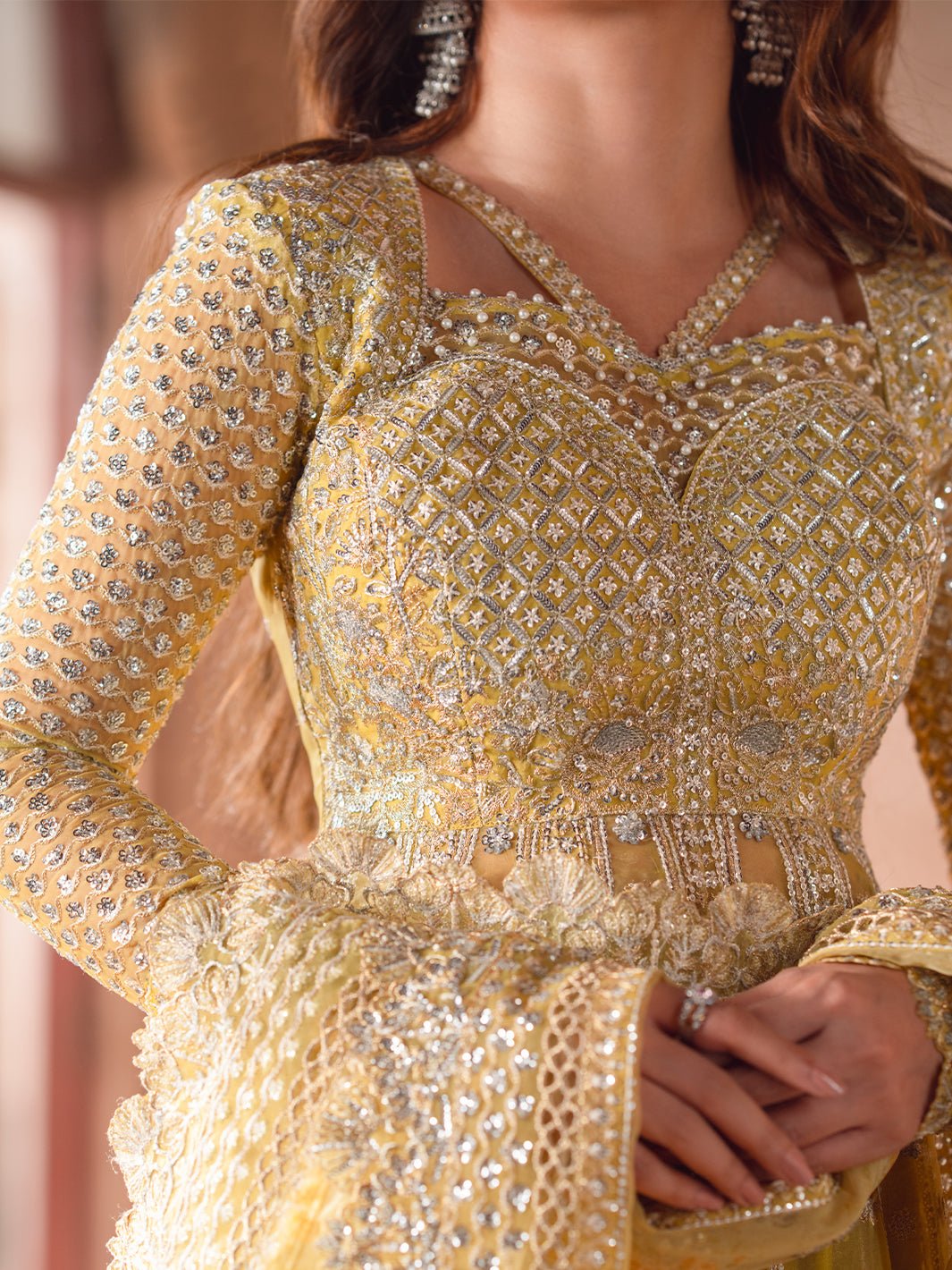 Bin Ilyas | Sona Gachi Luxury Formals | D - 606 - is Lemon Yellow dress from Bin Ilyas - Ladies Clothes - Maria Faisal