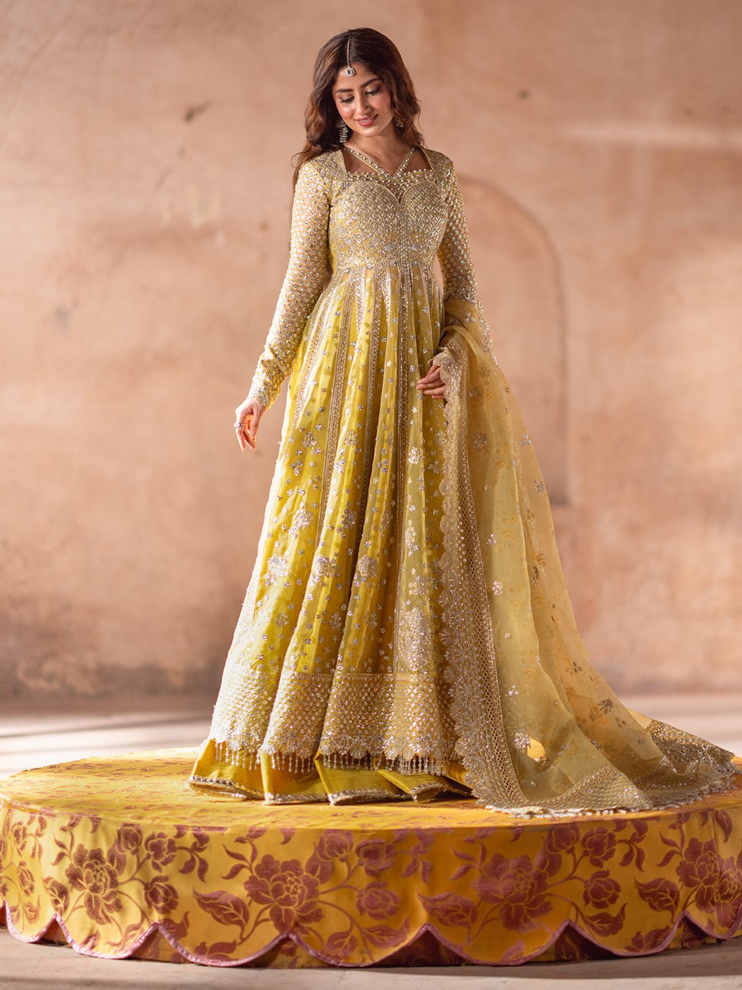 Bin Ilyas | Sona Gachi Luxury Formals | D - 606 - is Lemon Yellow dress from Bin Ilyas - Ladies Clothes - Maria Faisal