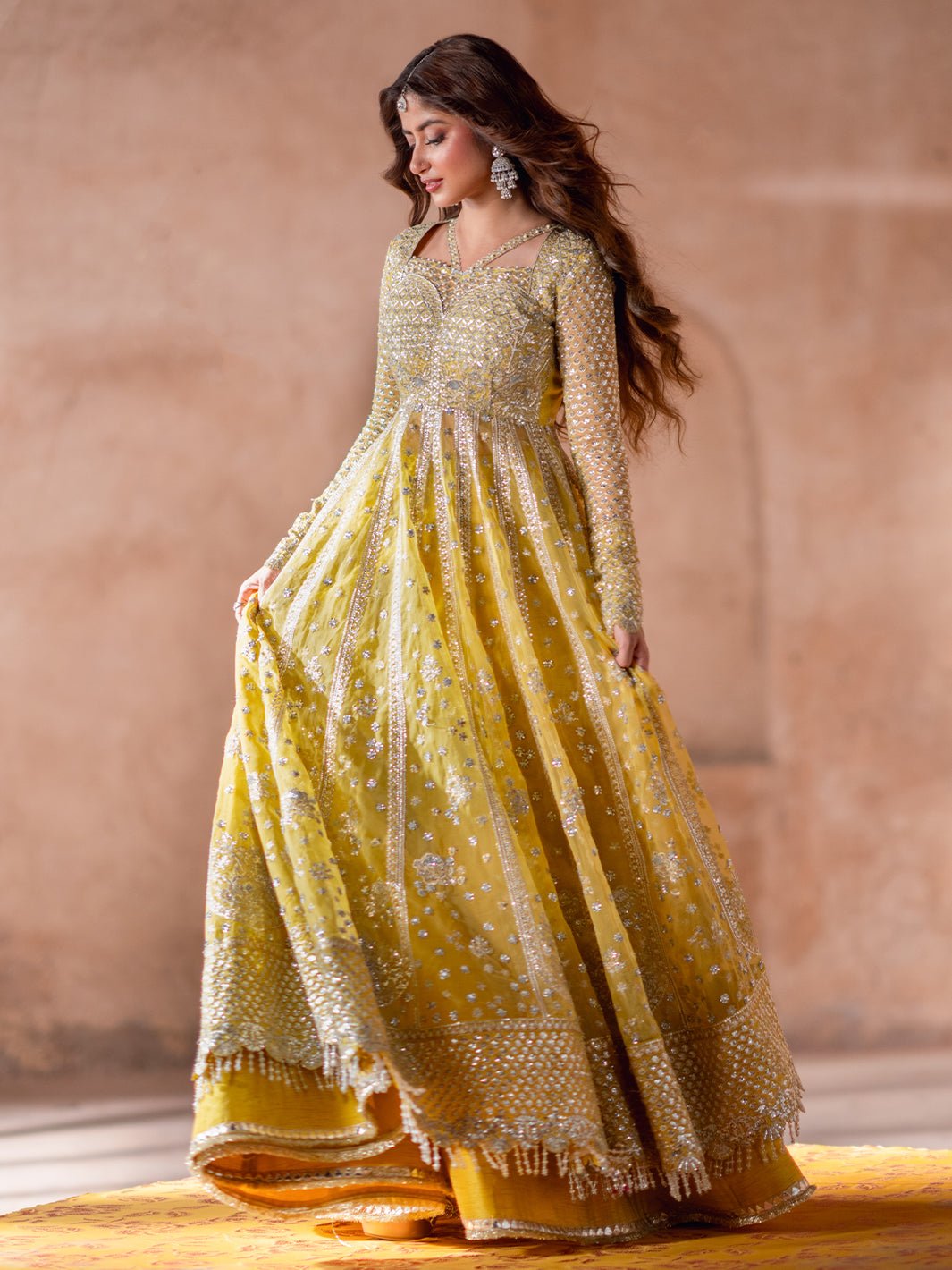 Bin Ilyas | Sona Gachi Luxury Formals | D - 606 - is Lemon Yellow dress from Bin Ilyas - Ladies Clothes - Maria Faisal