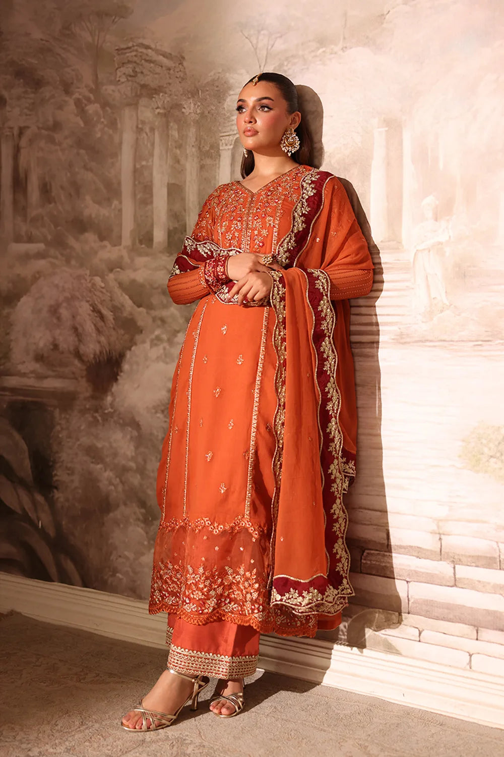Azure | Ensembles | Amber Rust - Casual Dress - available at Maria Faisal in UK and USA.