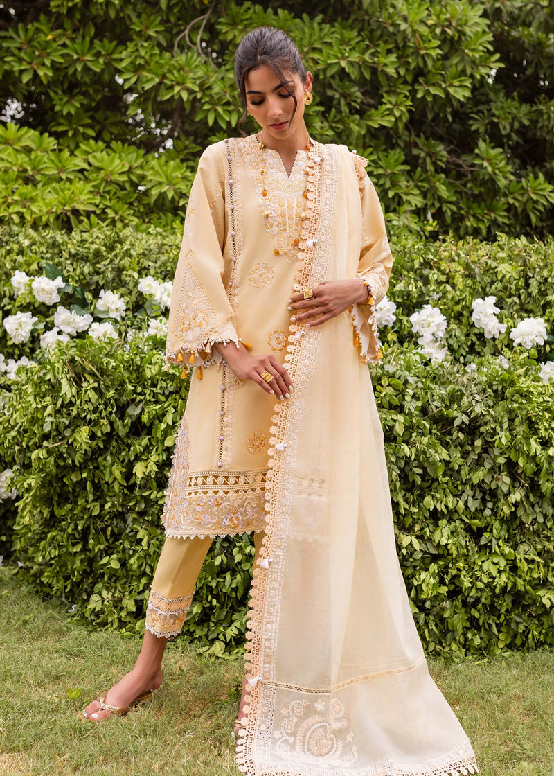 Sadaf Fawad Khan | Lawn 24 | Zaphira (A) - Designer Dress with Intricate embroidery and embellishments. Shop elegent wedding dress at Maria Faisal.