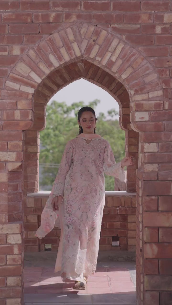 Neeshay | Summer Lines | PEACHLINE - Luxury Dress - available at Maria Faisal in UK and USA.