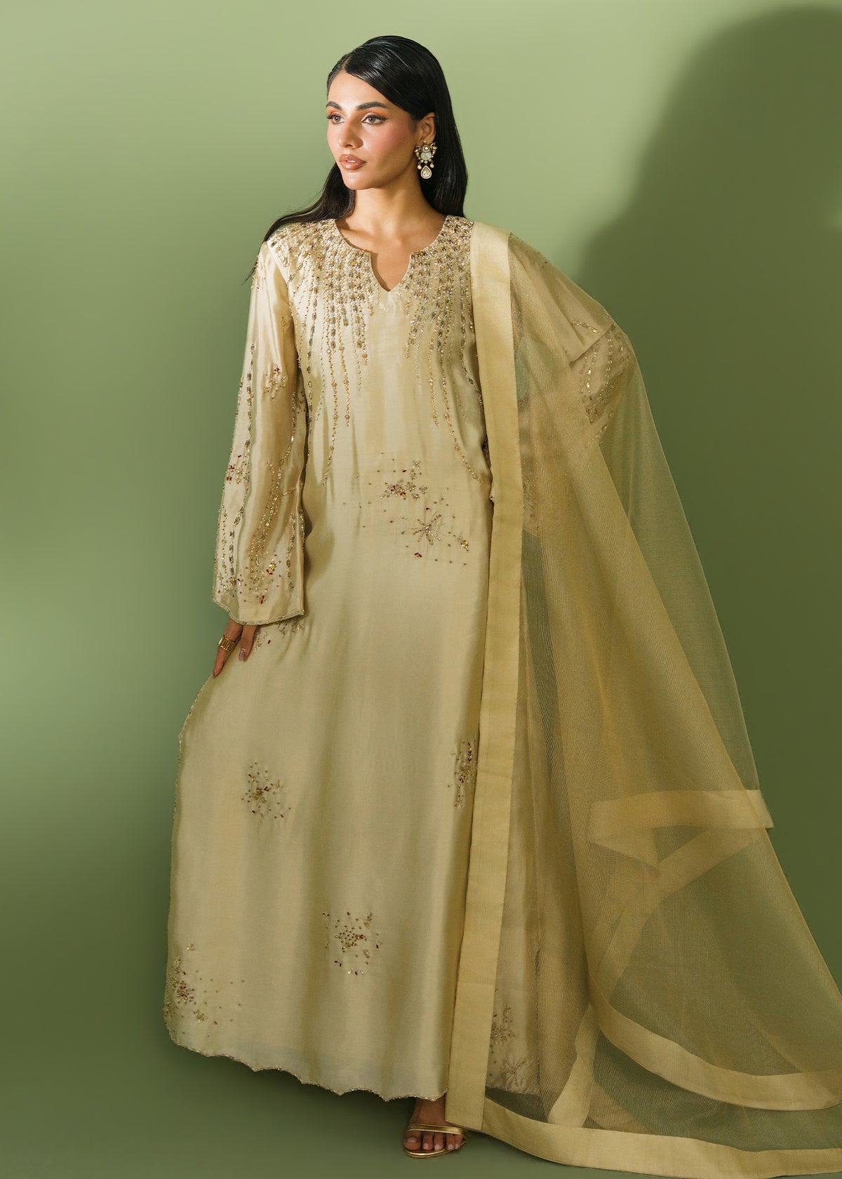 Jeem | Celestial Luxe Formals | CELESTIAL GOLD - Formal Dress - available at Maria Faisal in UK and USA.