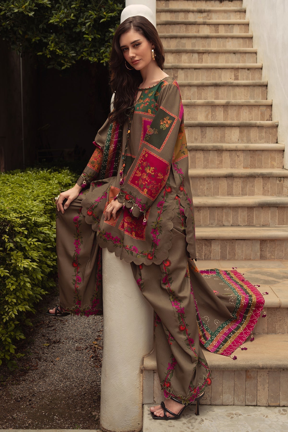 Charizma | C Prints Winter 25 | 3 - PC Unstitched Printed Linen Collection CPW5 - 03 - is Brown dress from Charizma - Ladies Clothes - Maria Faisal