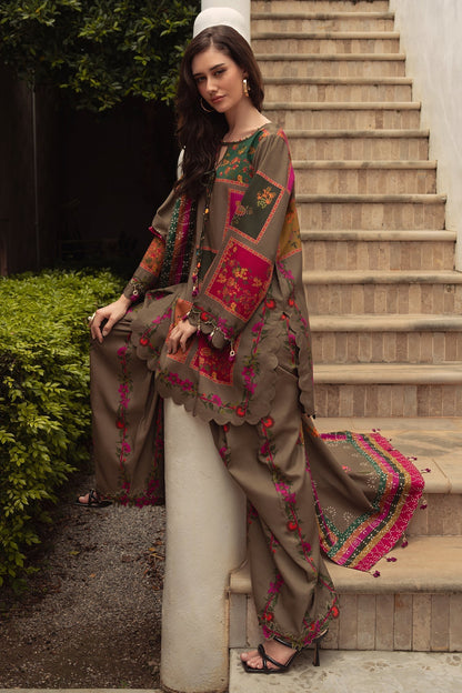 Charizma | C Prints Winter 25 | 3 - PC Unstitched Printed Linen Collection CPW5 - 03 - is Brown dress from Charizma - Ladies Clothes - Maria Faisal