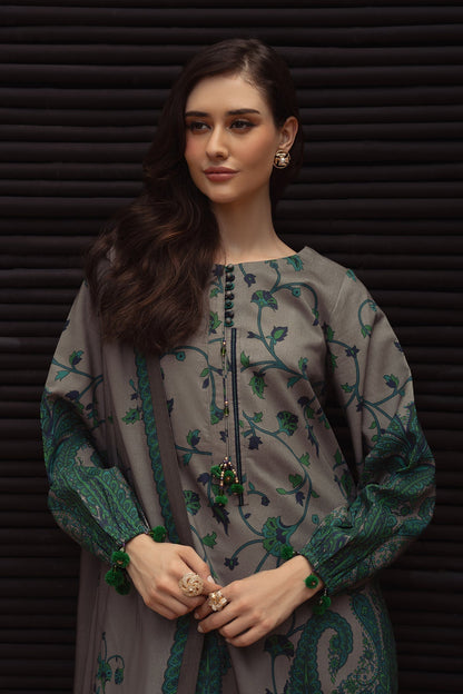 Charizma | C Prints Winter 25 | 3 - PC Unstitched Printed Linen Collection CPW5 - 07 - is Grey dress from Charizma - Ladies Clothes - Maria Faisal