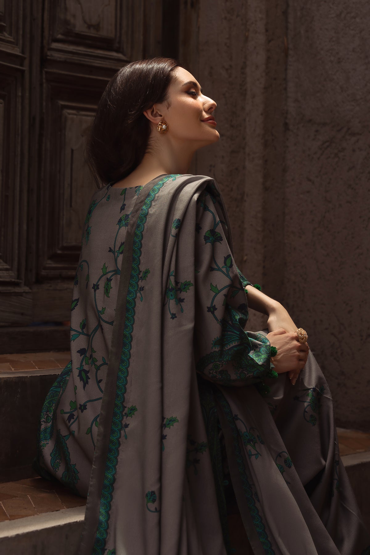 Charizma | C Prints Winter 25 | 3 - PC Unstitched Printed Linen Collection CPW5 - 07 - is Grey dress from Charizma - Ladies Clothes - Maria Faisal