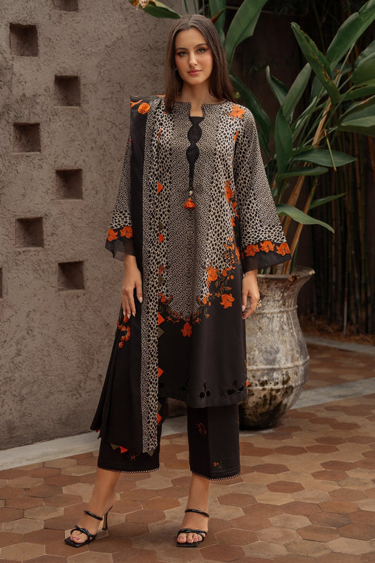 Charizma | C Prints Winter 25 | 3 - PC Unstitched Printed Linen Collection CPW5 - 08 - is Black dress from Charizma - Ladies Clothes - Maria Faisal