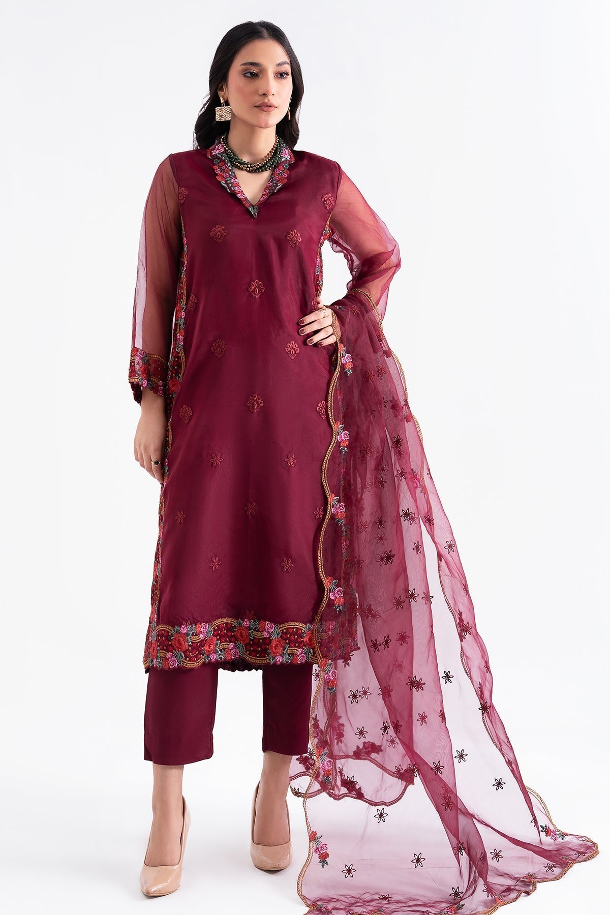 Charizma | Festive Pret | CMA - 4 - 048 AA - is Red dress from Charizma - Ladies Clothes - Maria Faisal