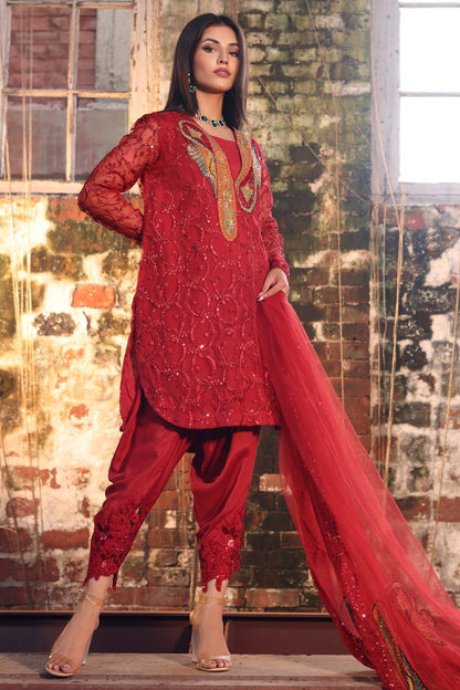 Charizma | Festive Pret | CMA - 4 - 051 MM - is Maroon dress from Charizma - Ladies Clothes - Maria Faisal