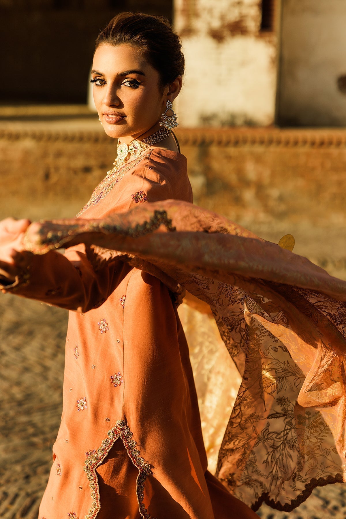 Charizma | Festive Pret | CMA - 5 - 015 C - is Peach dress from Charizma - Ladies Clothes - Maria Faisal