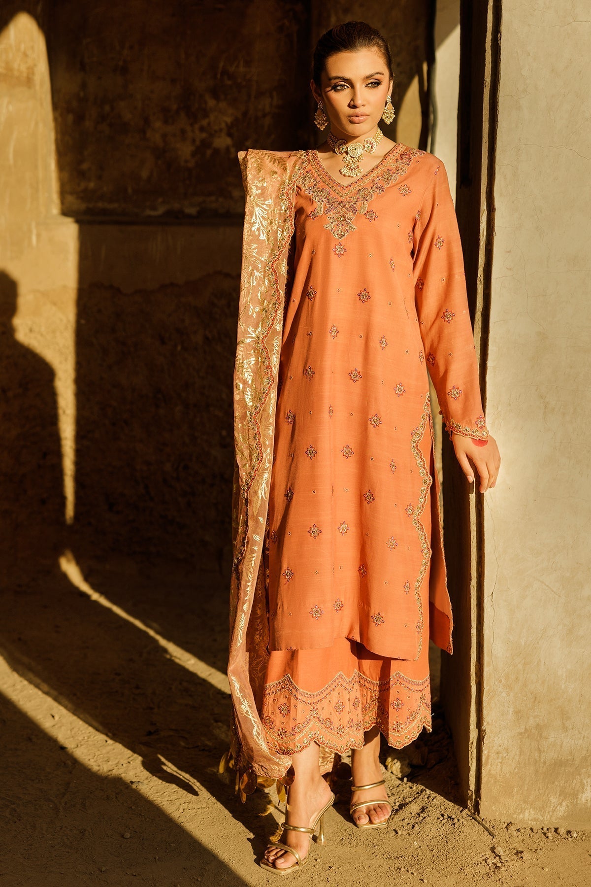 Charizma | Festive Pret | CMA - 5 - 015 C - is Peach dress from Charizma - Ladies Clothes - Maria Faisal