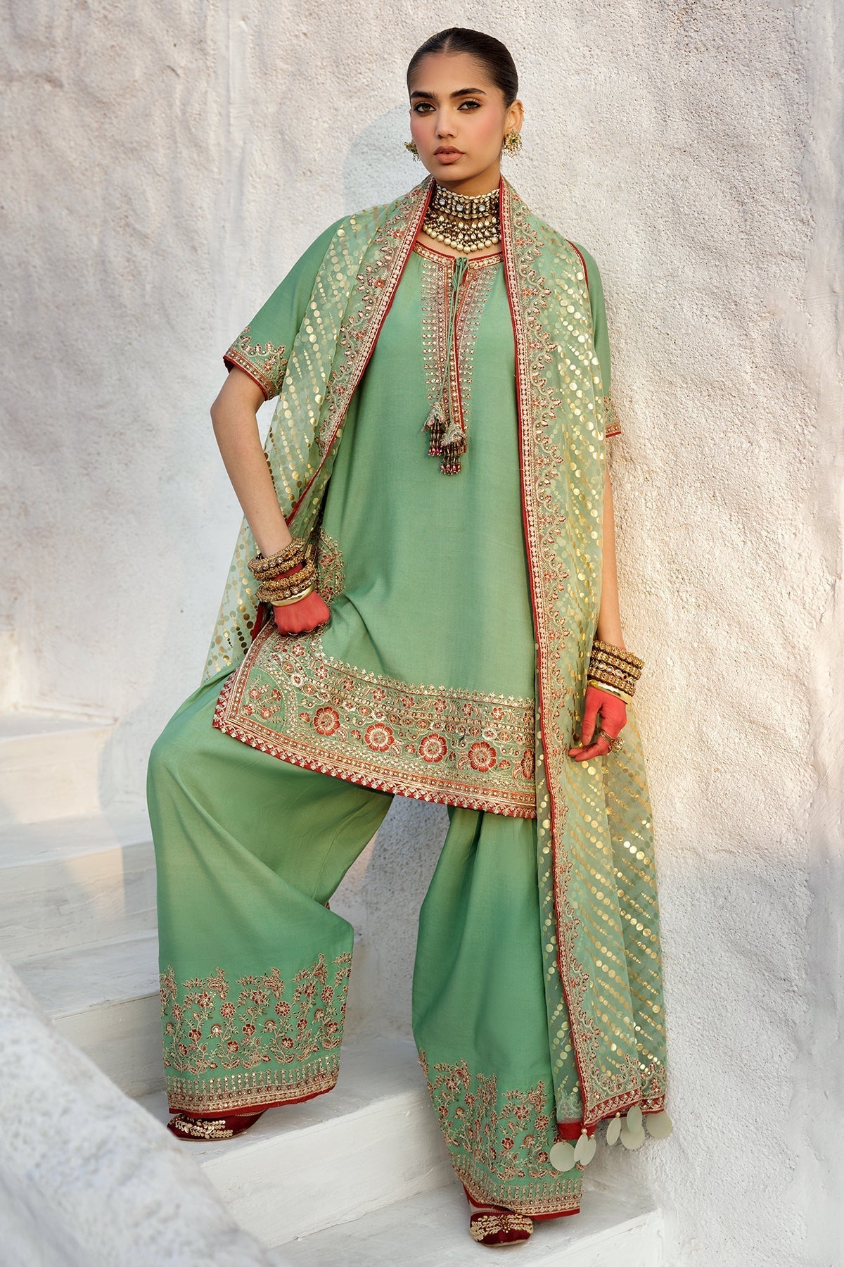 Charizma | Festive Pret | CMA - 5 - 017 G - is Green dress from Charizma - Ladies Clothes - Maria Faisal