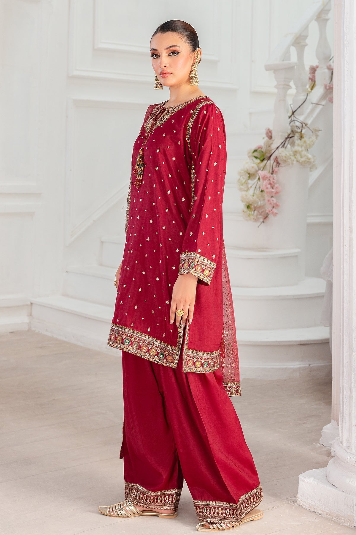 Charizma | Festive Pret | CMA - 5 - 048 R - is Red dress from Charizma - Ladies Clothes - Maria Faisal